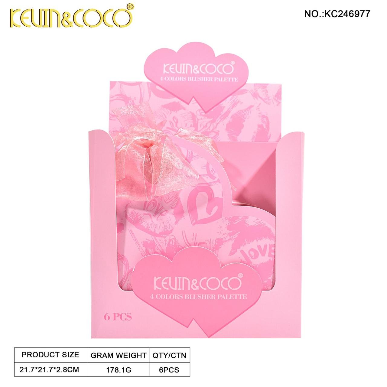 Sf82b1bf9a7674fb4a141e8703a26b12fH Kevin & Coco Heart-Shaped 4 Color Blusher Palette - Image 1