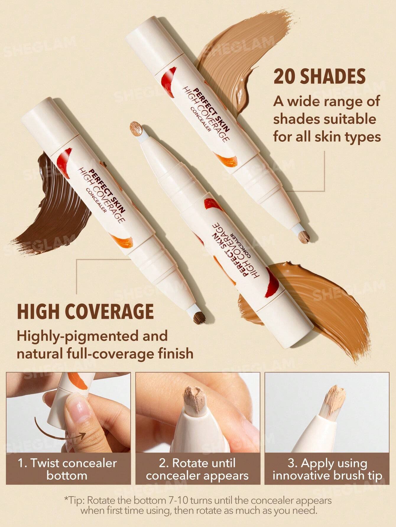 she glam concealer She Glam Perfect Skin High Coverage Concealer - Image 1